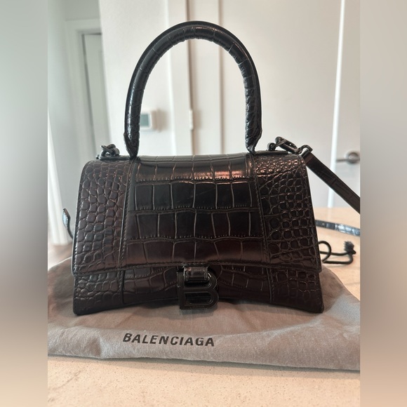 Balenciaga Crocodile Embossed Small Hourglass Bag - Picture 10 of 14